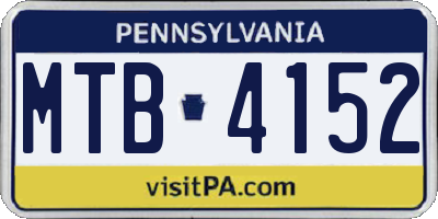 PA license plate MTB4152