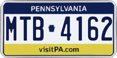 PA license plate MTB4162