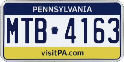 PA license plate MTB4163