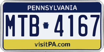PA license plate MTB4167
