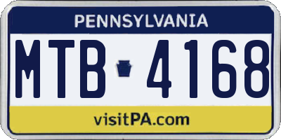 PA license plate MTB4168