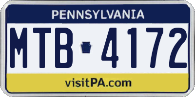 PA license plate MTB4172