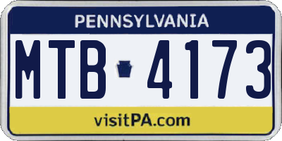 PA license plate MTB4173