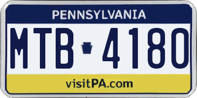 PA license plate MTB4180