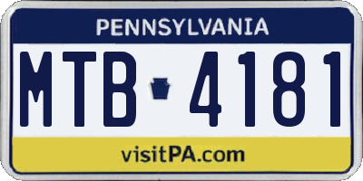 PA license plate MTB4181