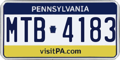 PA license plate MTB4183