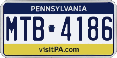PA license plate MTB4186