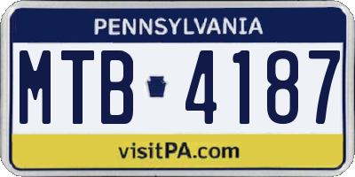 PA license plate MTB4187