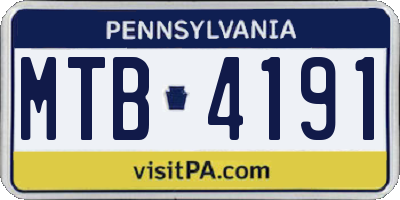 PA license plate MTB4191