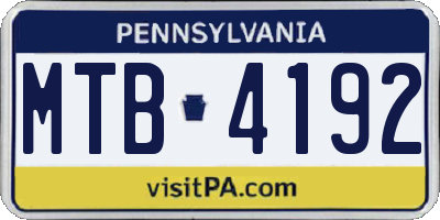 PA license plate MTB4192