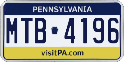 PA license plate MTB4196
