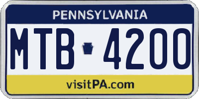 PA license plate MTB4200