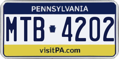 PA license plate MTB4202