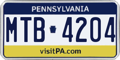 PA license plate MTB4204