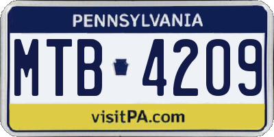 PA license plate MTB4209