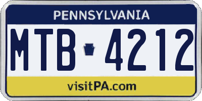 PA license plate MTB4212