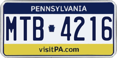 PA license plate MTB4216