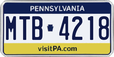 PA license plate MTB4218