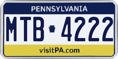 PA license plate MTB4222