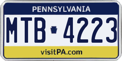 PA license plate MTB4223