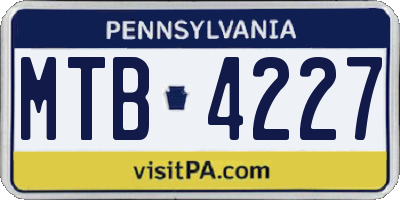 PA license plate MTB4227