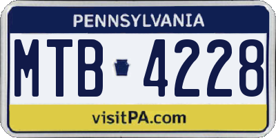 PA license plate MTB4228