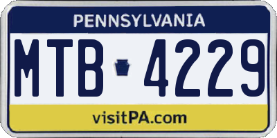 PA license plate MTB4229
