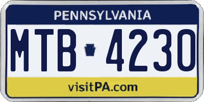 PA license plate MTB4230