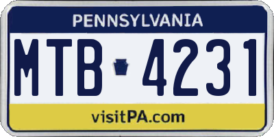 PA license plate MTB4231