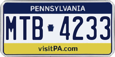 PA license plate MTB4233