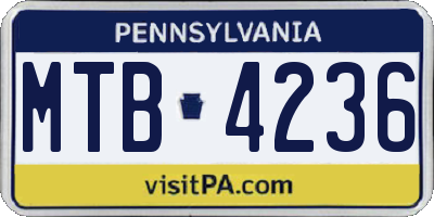 PA license plate MTB4236