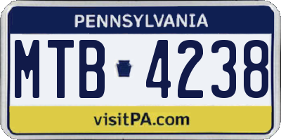 PA license plate MTB4238