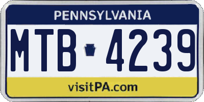 PA license plate MTB4239