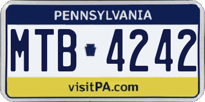 PA license plate MTB4242