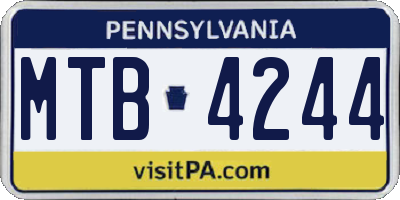 PA license plate MTB4244