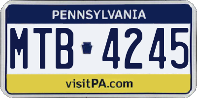 PA license plate MTB4245