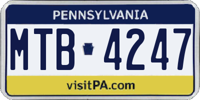 PA license plate MTB4247