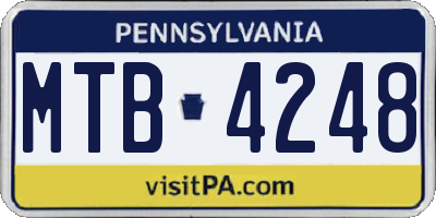 PA license plate MTB4248