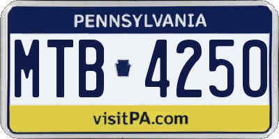 PA license plate MTB4250