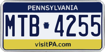 PA license plate MTB4255