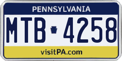 PA license plate MTB4258