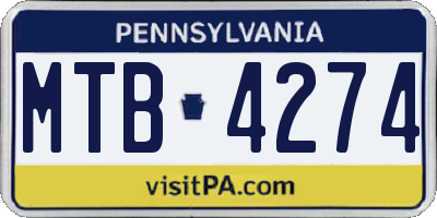 PA license plate MTB4274