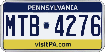 PA license plate MTB4276