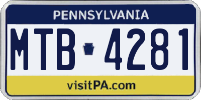 PA license plate MTB4281