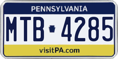 PA license plate MTB4285