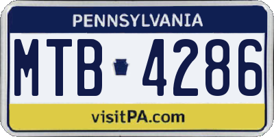 PA license plate MTB4286