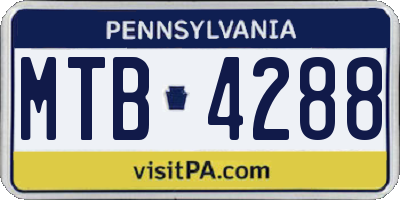 PA license plate MTB4288