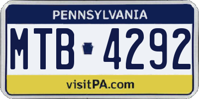 PA license plate MTB4292