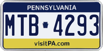 PA license plate MTB4293