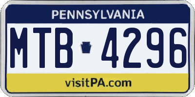 PA license plate MTB4296